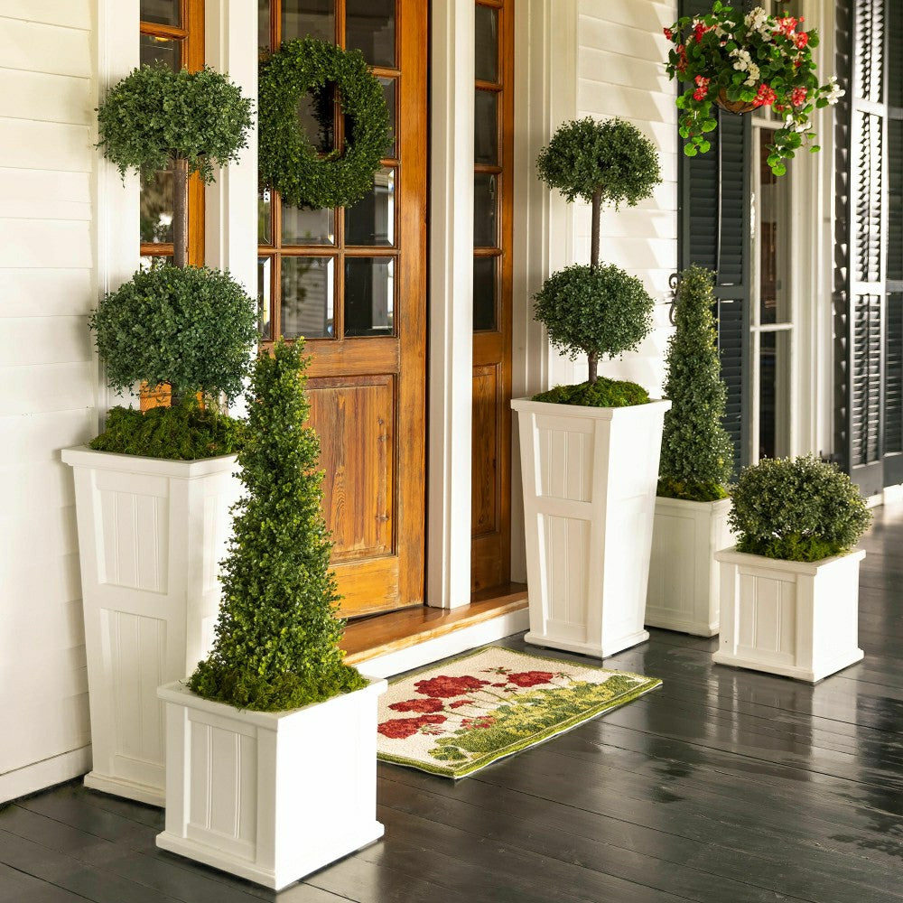 Plow & Hearth Everlasting Faux Red & White Geranium Hanging Basket