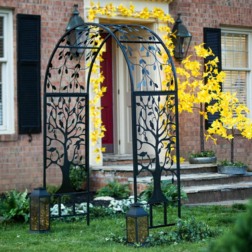 Plow & Hearth Metal Garden Arbor with Tree of Life Design