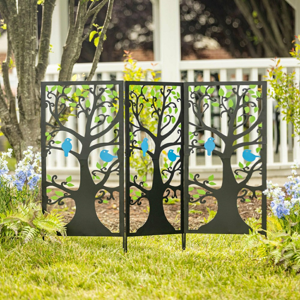 Plow & Hearth Laser-Cut Metal Bluebird Garden Screen