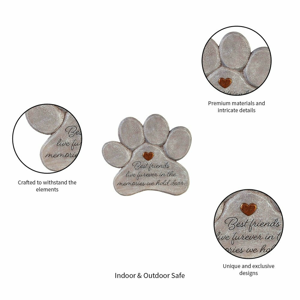 Plow & Hearth Pet Memorial Garden Stone, Best Friends Live Forever, 11"