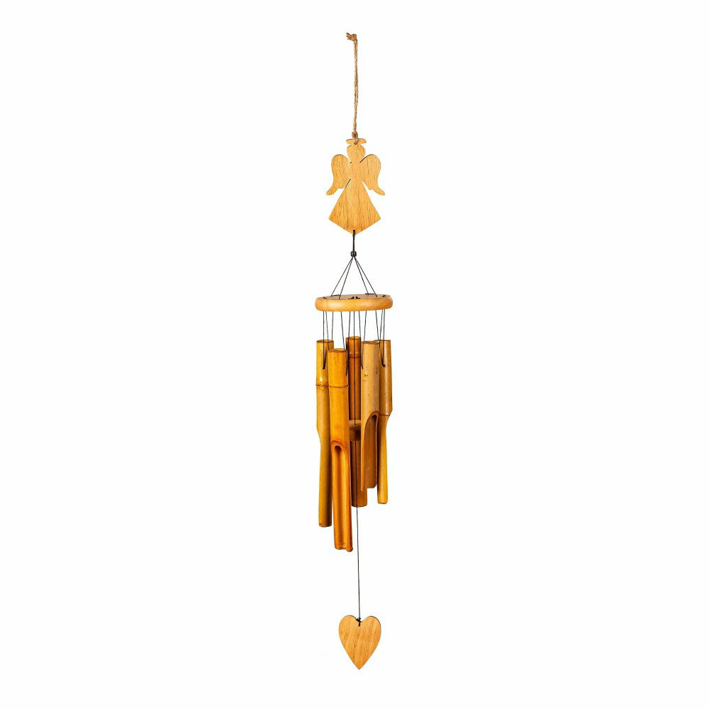 Plow & Hearth Memorial Wind Chime, Bamboo, Angel, 37" H