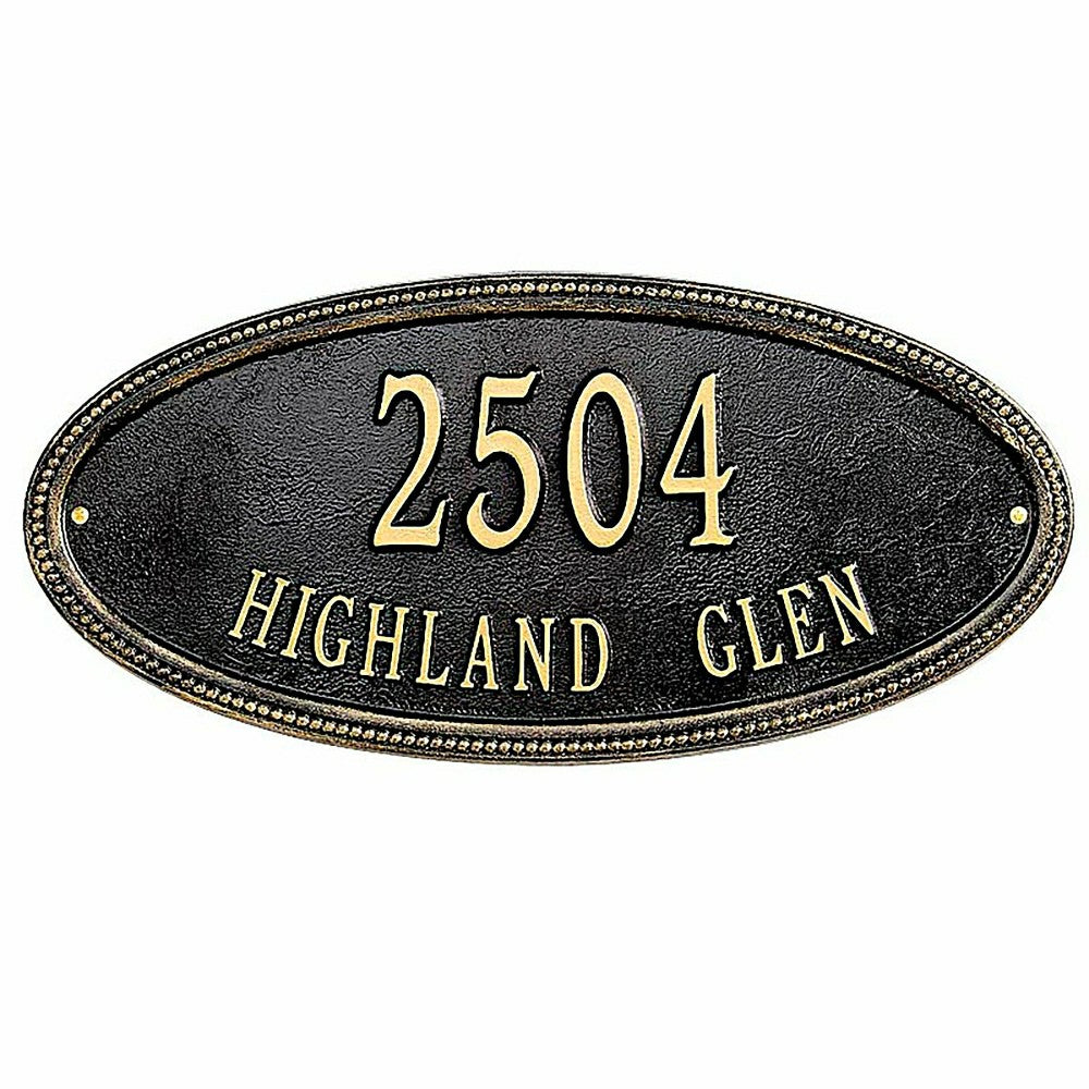Plow & Hearth Beaded Oval Lawn Personalized Address Plaque