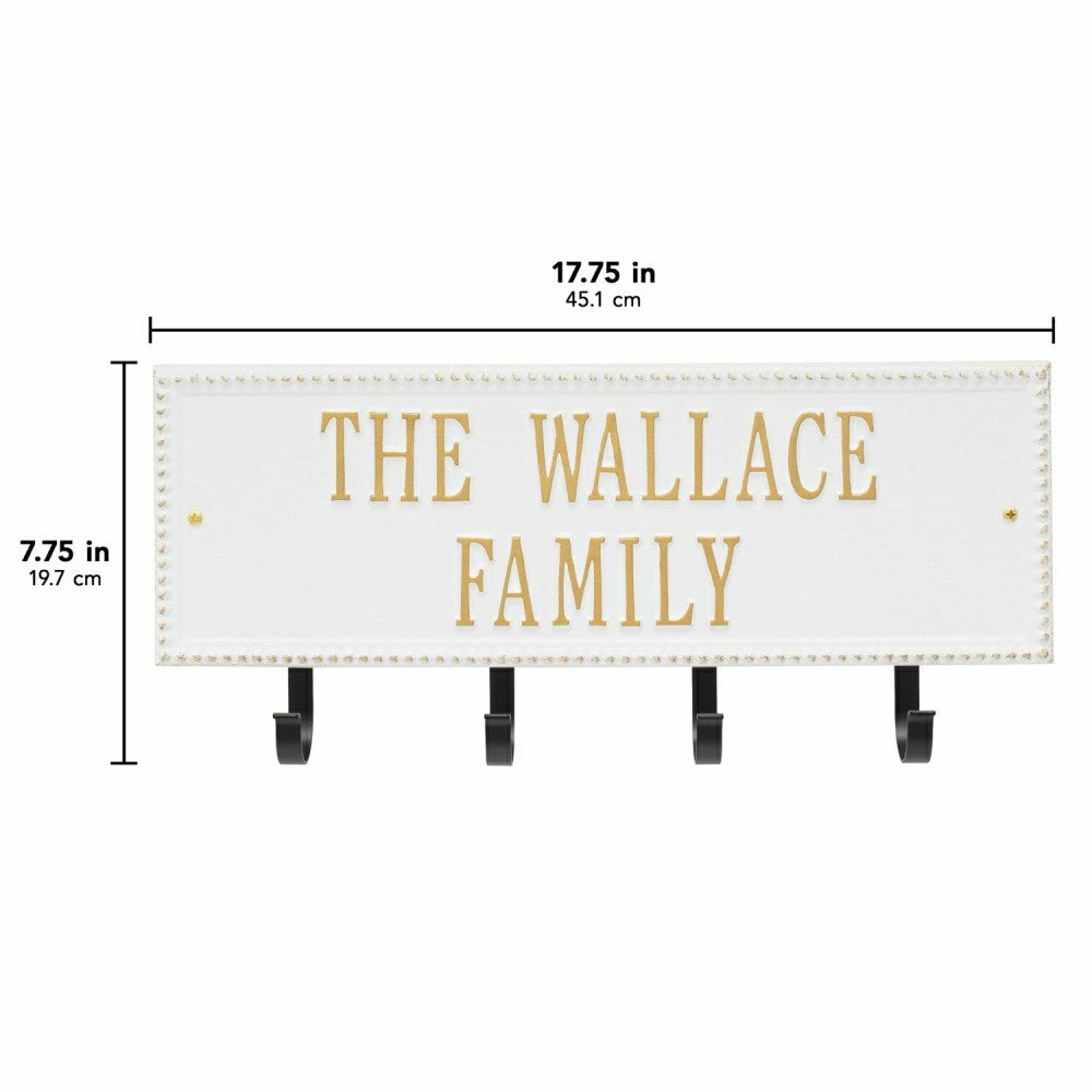 Plow & Hearth Beaded Rectangle 2-Line Personalized Hook Plaque, Black/Gold