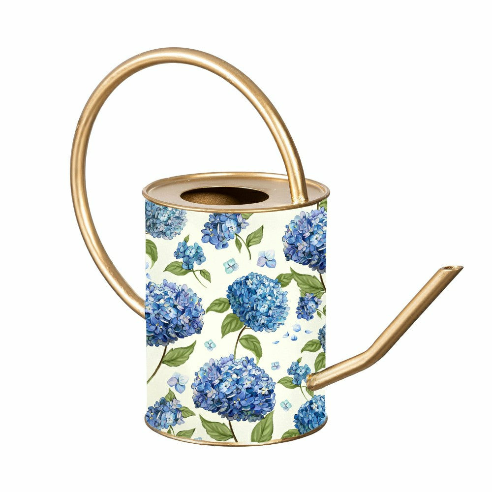 Plow & Hearth VivaStyle Watering Can, Printed Metal Watering Can, Hydrangea, 32oz