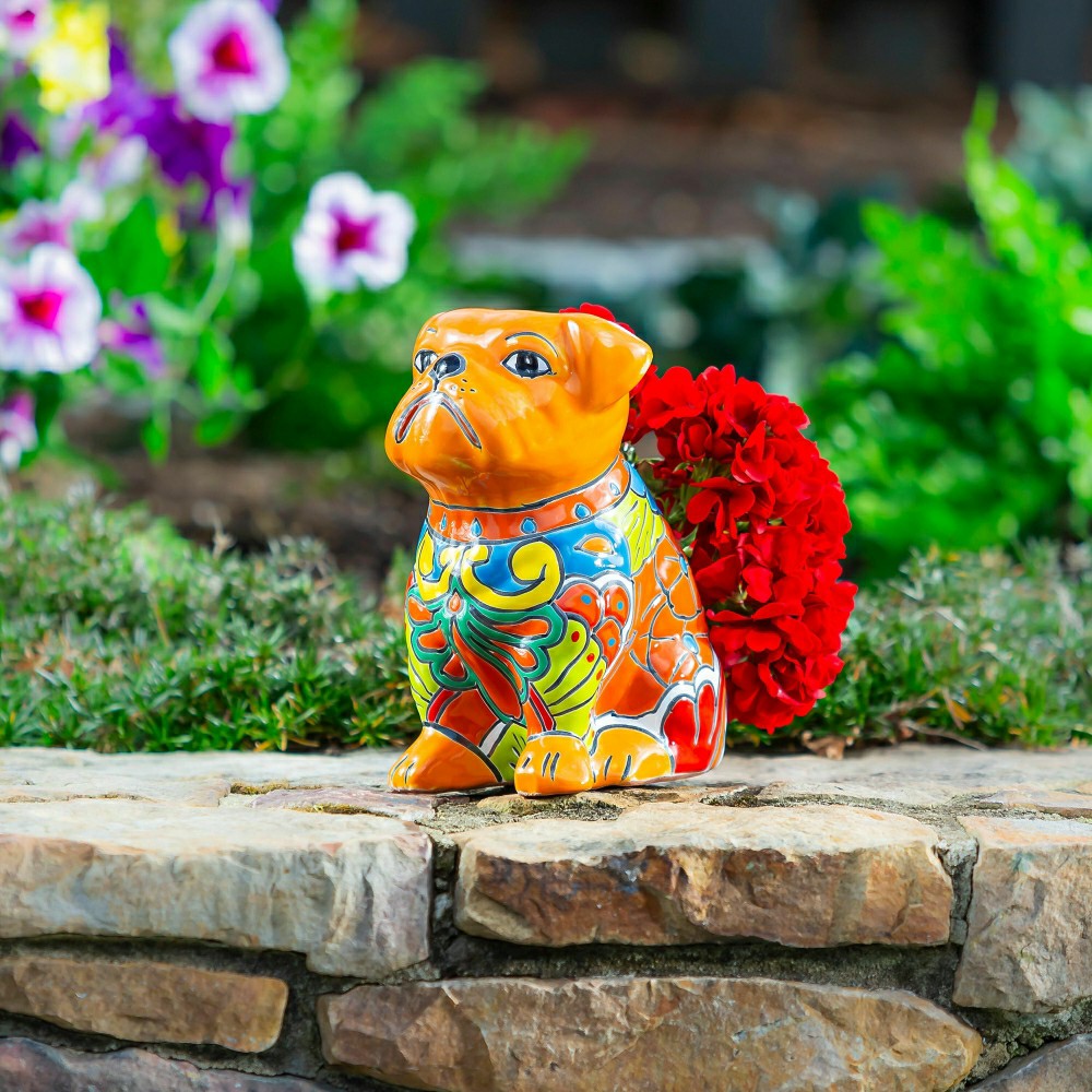 Plow & Hearth Dog Animal-Shaped Talavera Planter