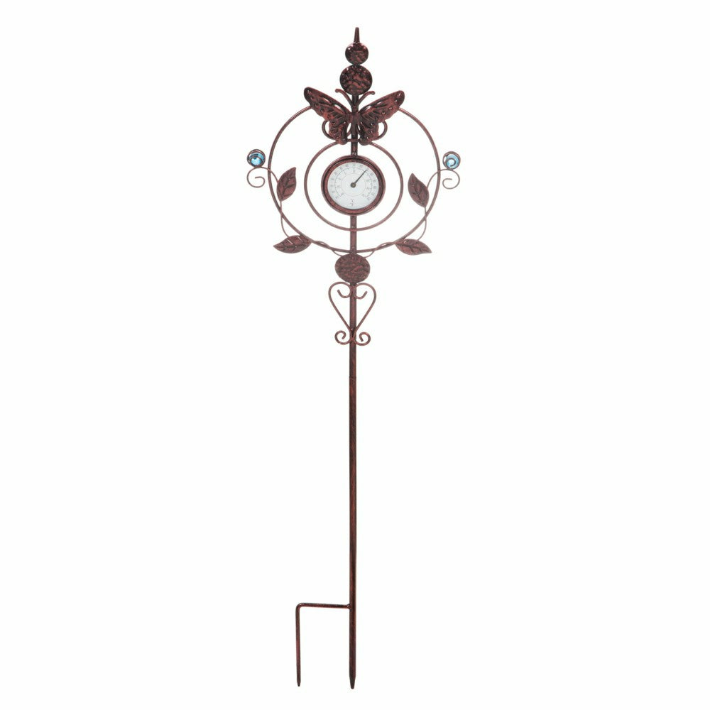 Plow & Hearth 32"H Thermometer Butterfly Garden Stake