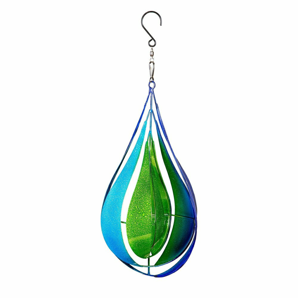 Plow & Hearth Blue & Green Teardrop Wind Spinner, 16"H