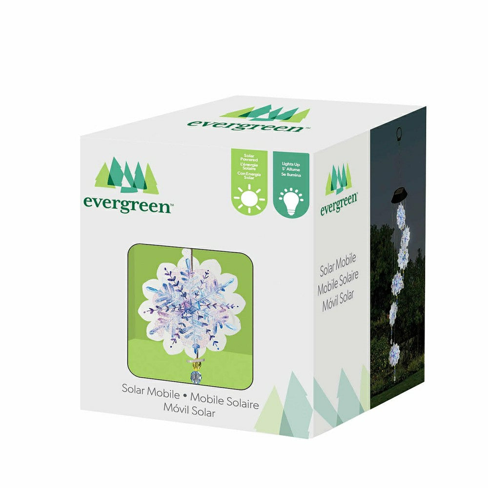 Plow & Hearth Snowflake White Light Solar Mobile, 26"H