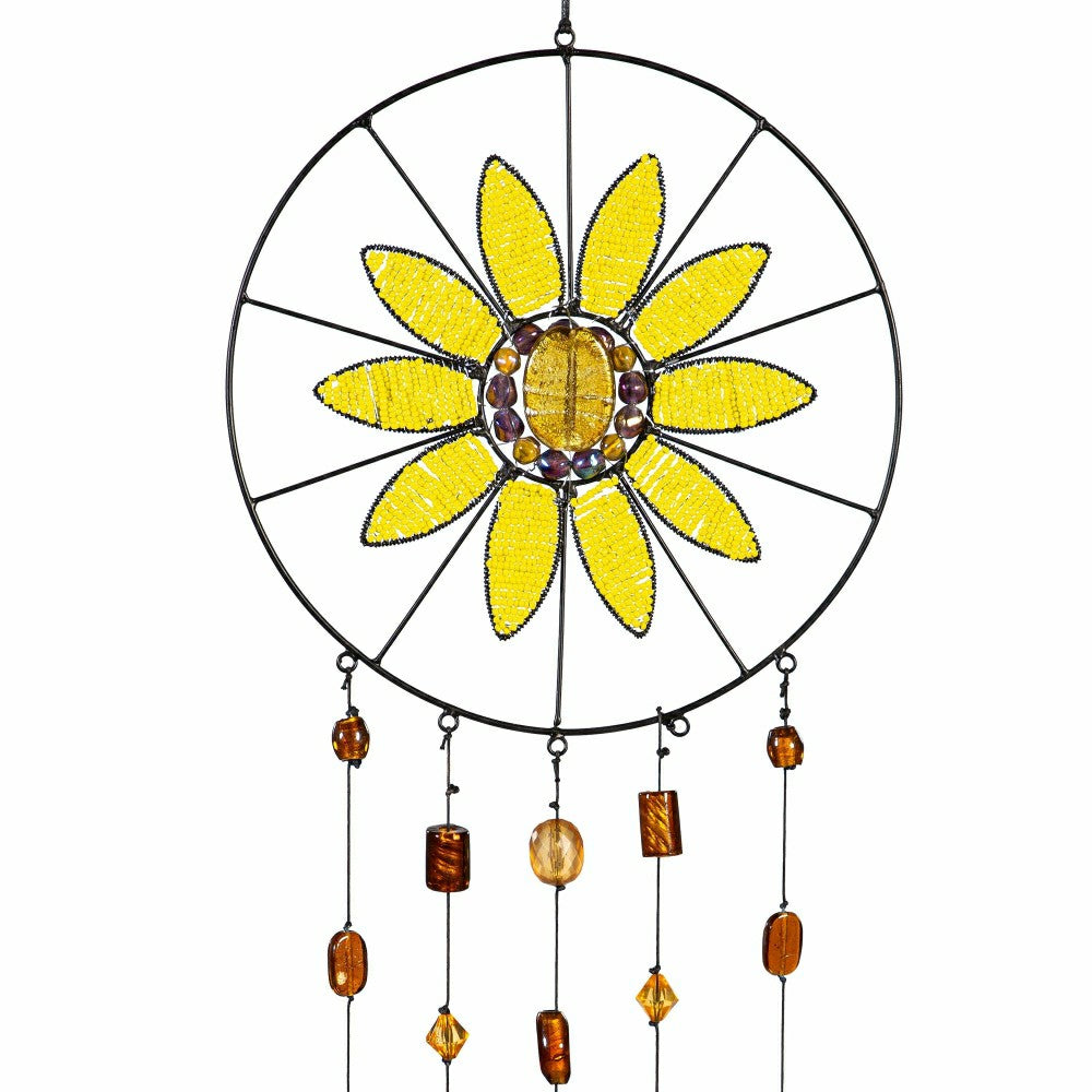 Plow & Hearth Sunflower Beaded Glass Wind Chime