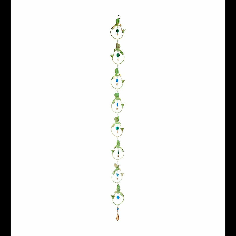 Plow & Hearth 70"H Hummingbird Circles with Bead Accents Rain Chain