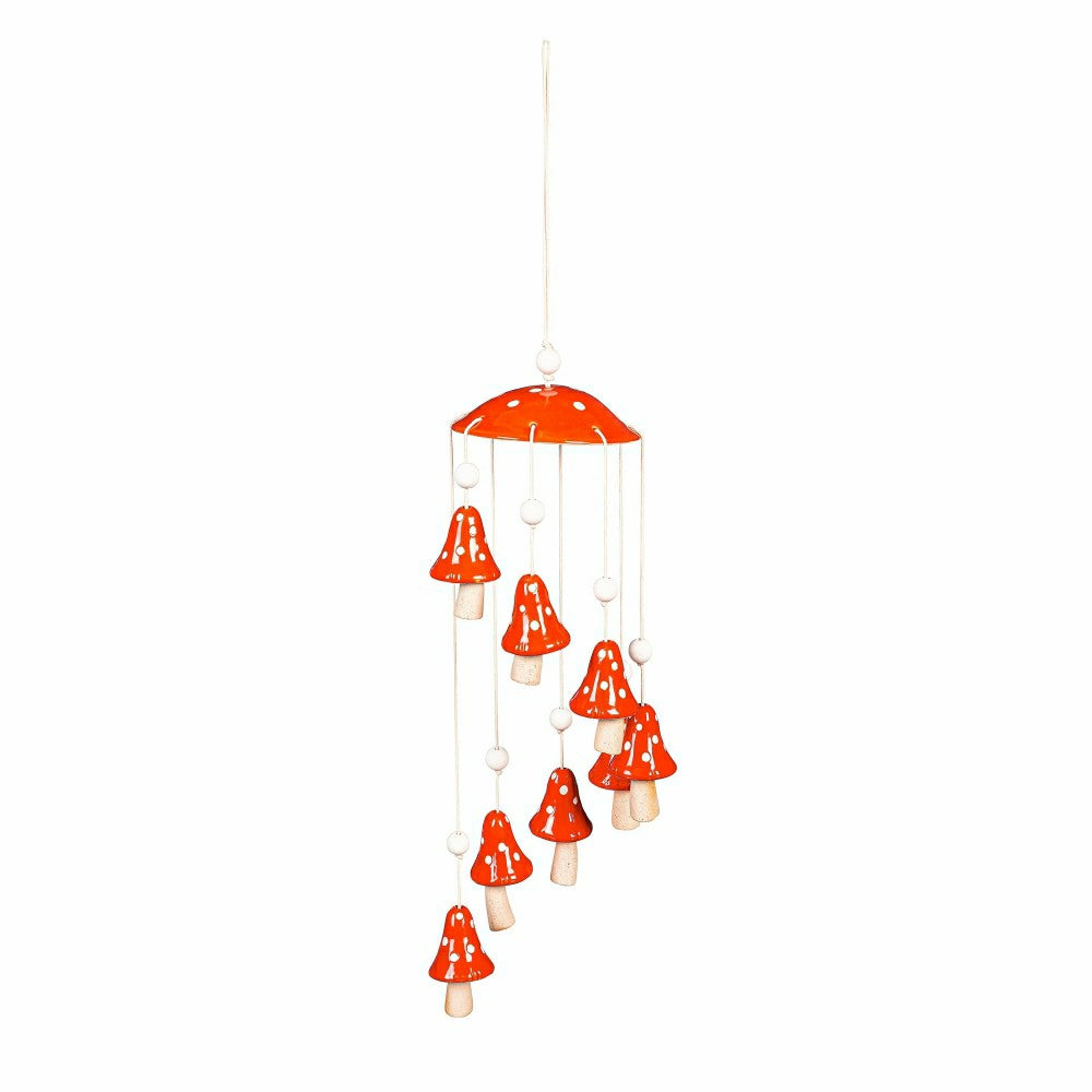 Plow & Hearth Red Mushroom Outdoor Ceramic Hanging Décor