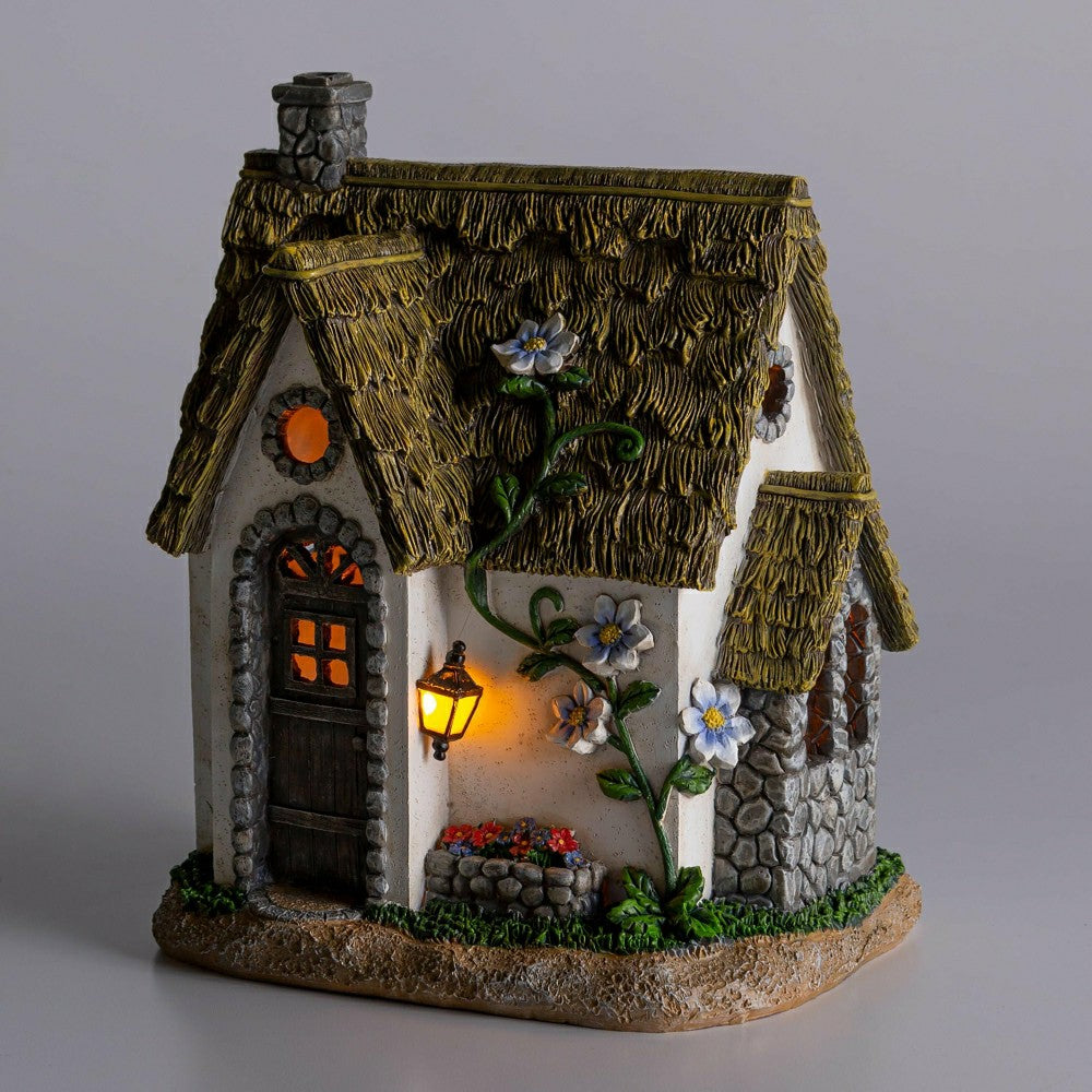 Plow & Hearth Miniature Fairy Garden Solar English Stone Cottage