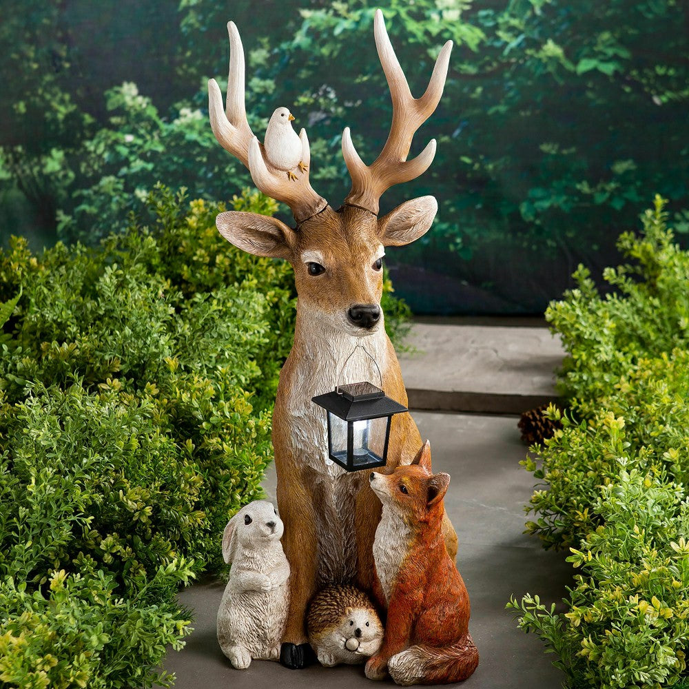 Plow & Hearth Deer and Friends Solar Statue