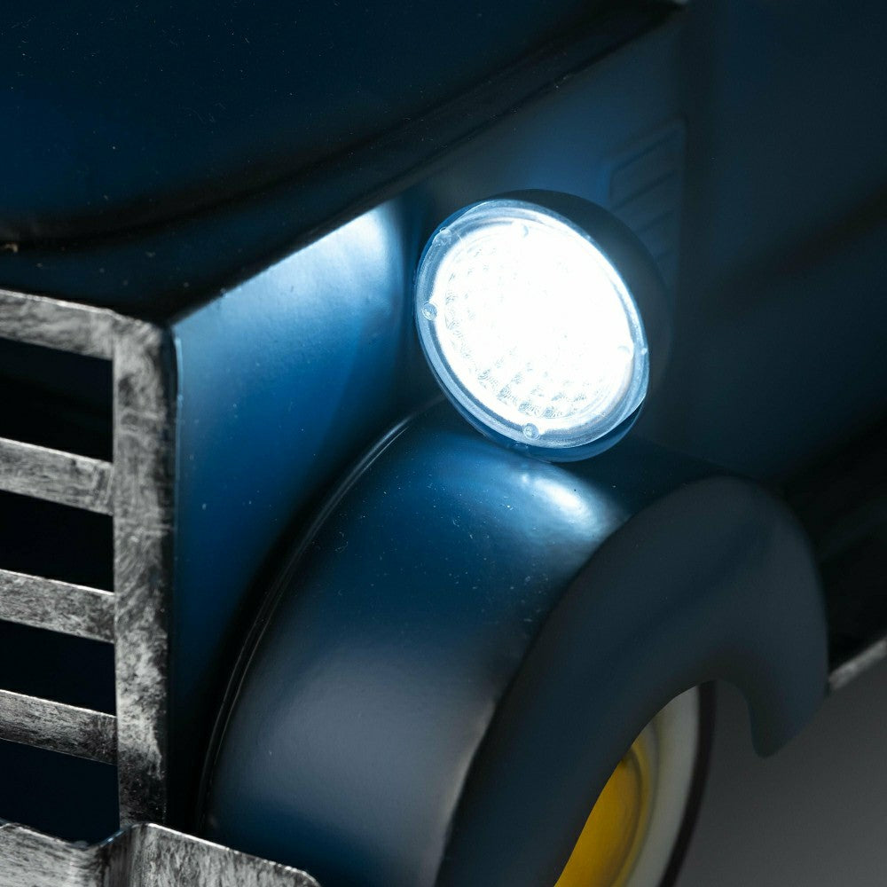 Plow & Hearth Blue Vintage Style Pickup Truck Garden Accent With Solar Headlights
