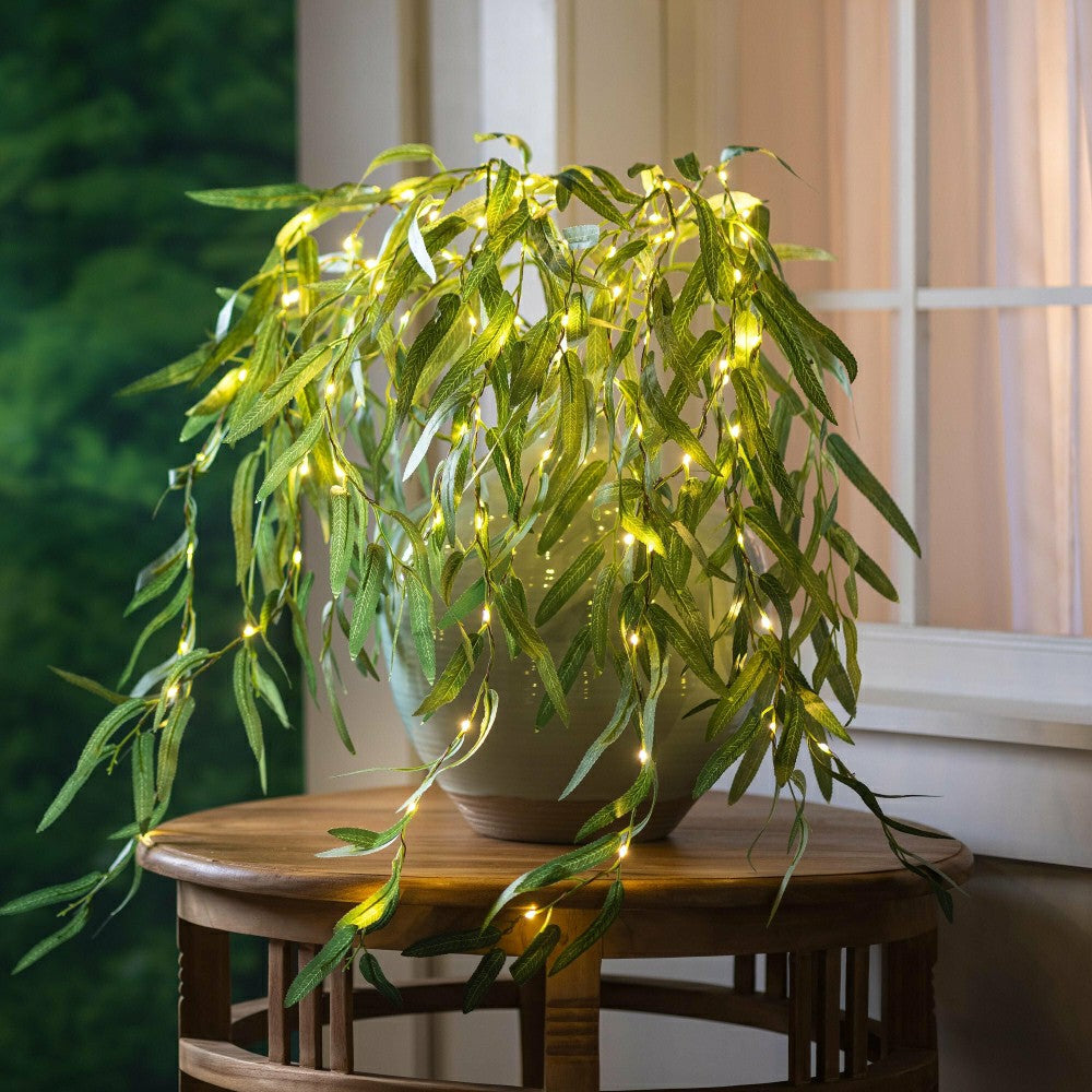 Plow & Hearth Indoor/Outdoor Lighted Green Willow Tree Branches, Set of 2