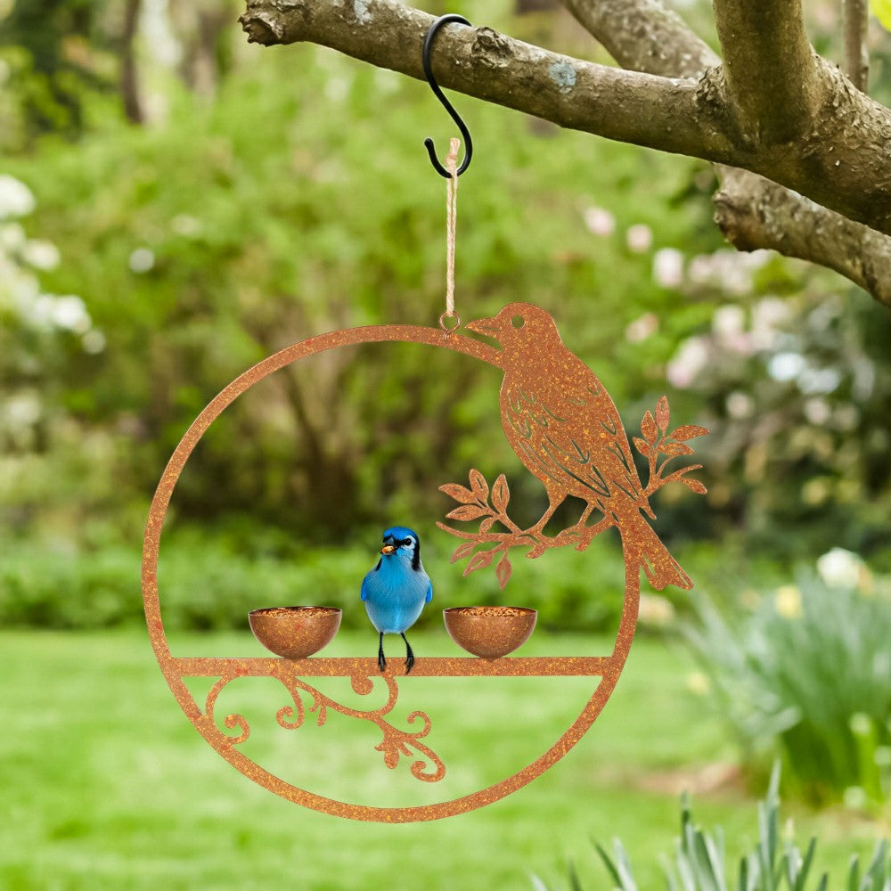 Plow & Hearth Metal Hanging Bird Feeder, Set of 2