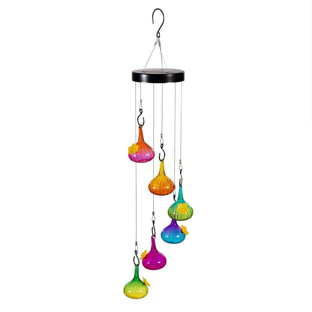 Plow & Hearth Palm Beach Bird Feeder, Glass Ombre Hanging Hummingbird Feeder