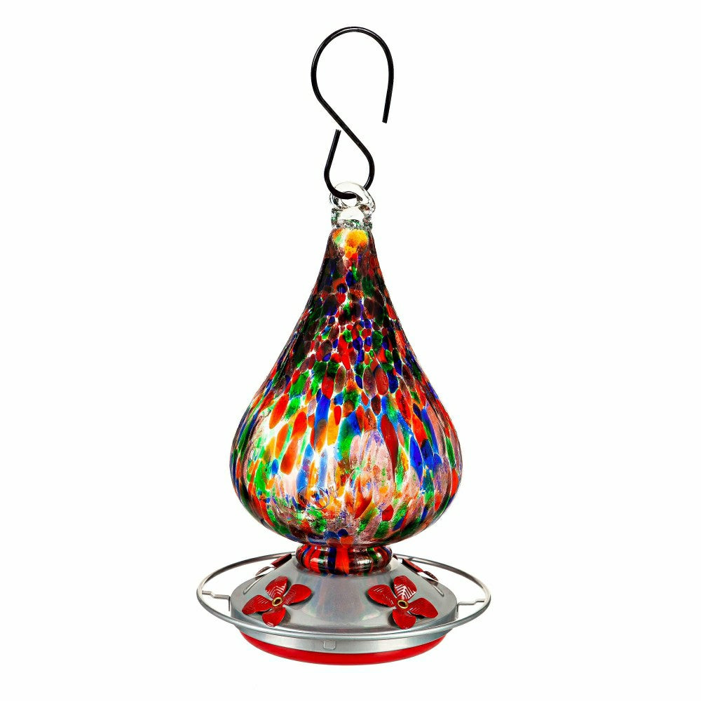 Plow & Hearth Speckled Art Glass Hummingbird Feeder