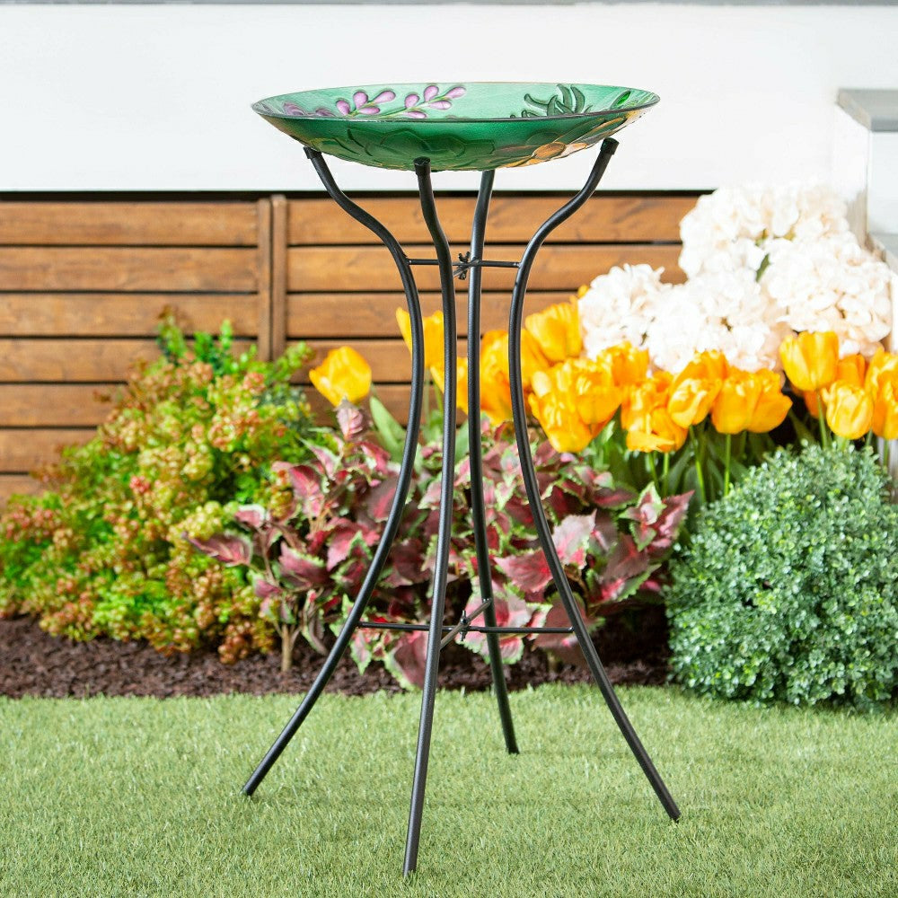 Plow & Hearth Hourglass Shape Metal Bird Bath Stand