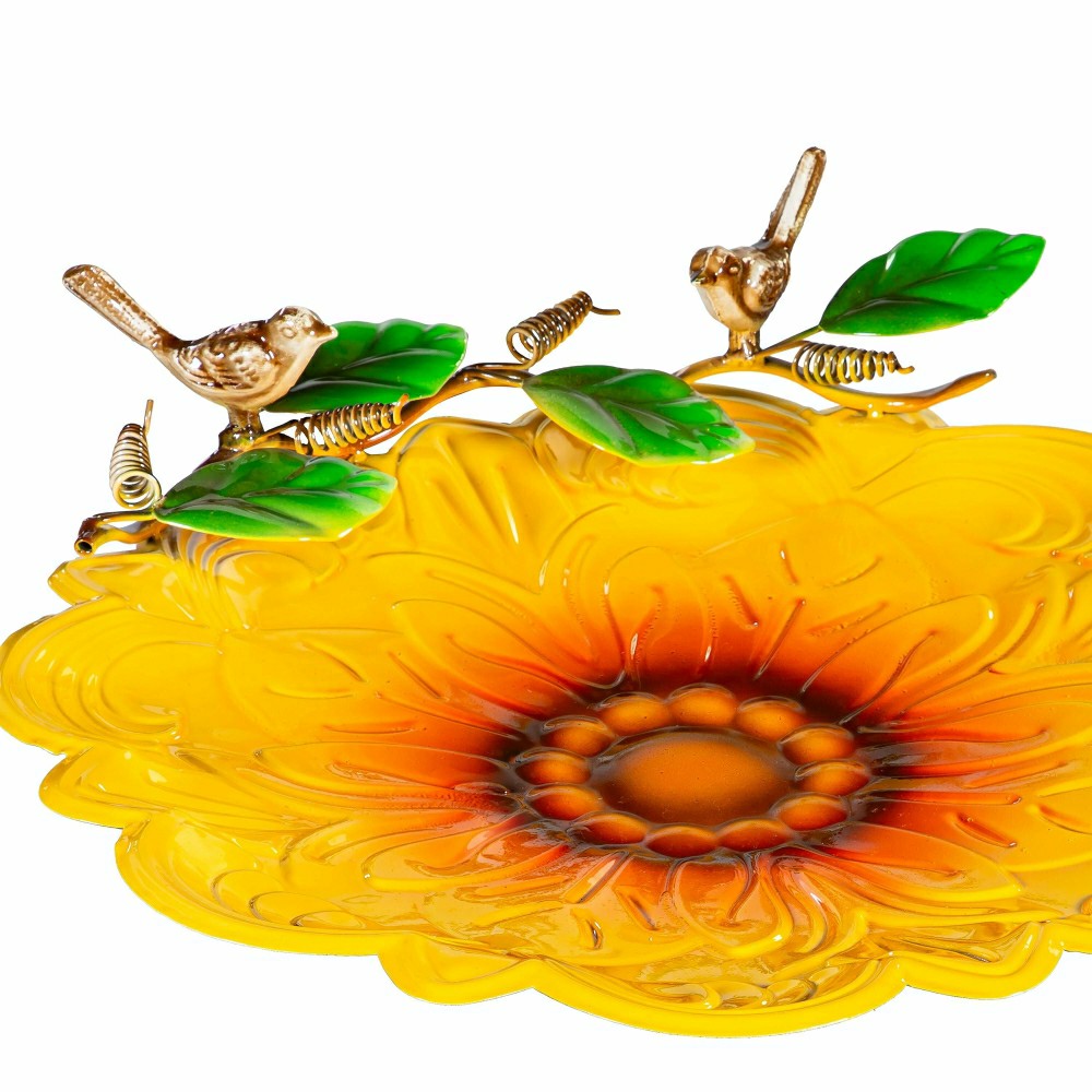 Plow & Hearth Metal Scalloped Edge Sunflower Birdbath