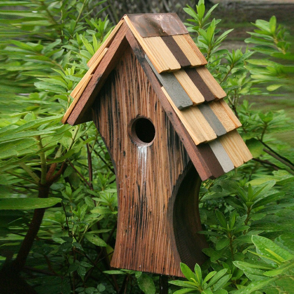 Plow & Hearth Knottingham Antique Cypress Shingled Roof Birdhouse