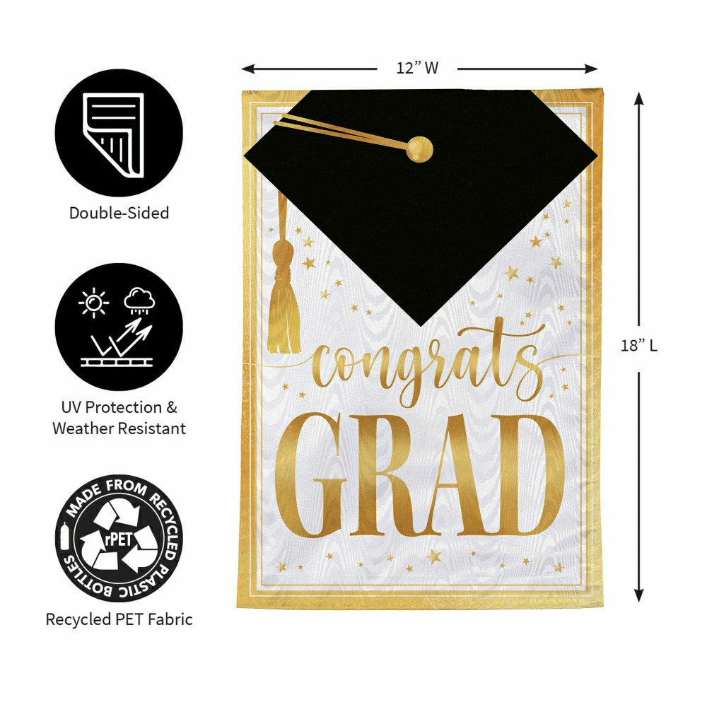 Plow & Hearth Graduation Moire Garden Flag