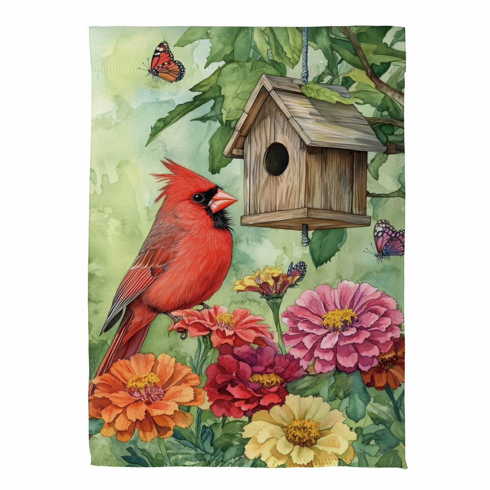 Plow & Hearth Spring Cardinal Time Suede Garden Flag