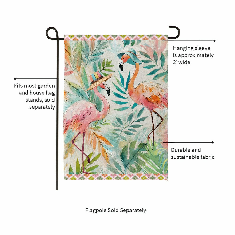 Plow & Hearth Palm Beach Flamingos Suede Garden Flag