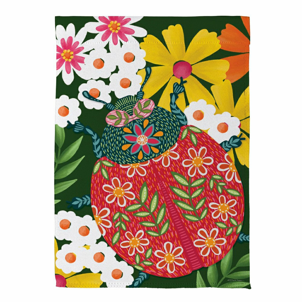 Plow & Hearth Bloom & Burst Floral Suede House Flag Front & Back