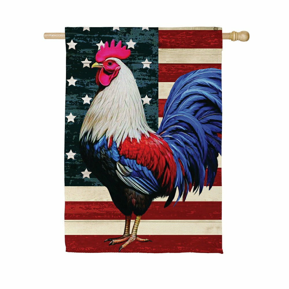 Plow & Hearth All American Rooster Suede House Flag
