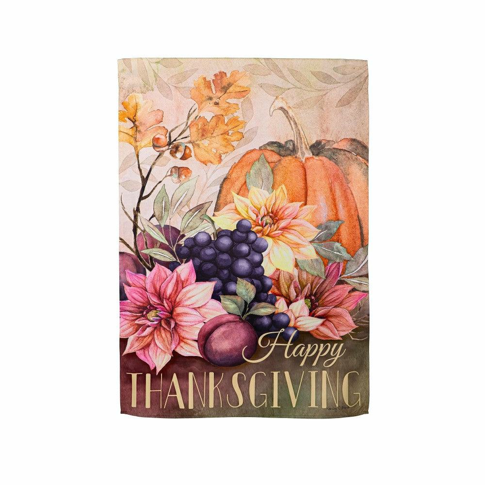 Plow & Hearth Happy Thanksgiving Suede House Flag