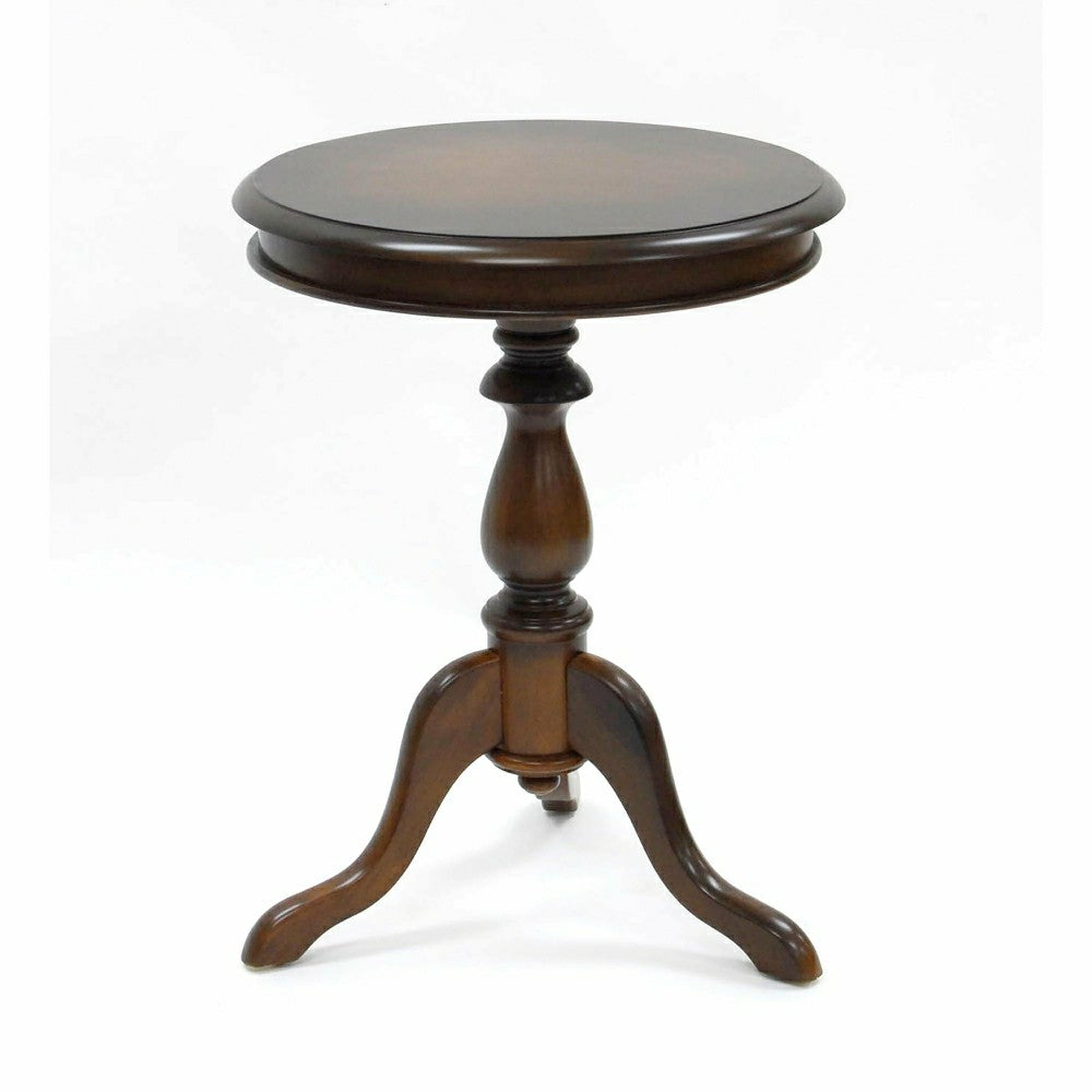 Plow & Hearth Pedestal-Based Wooden Accent Table