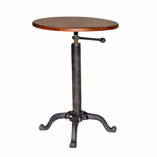 Plow & Hearth Adjustable Height Mango Wood and Metal Accent Table