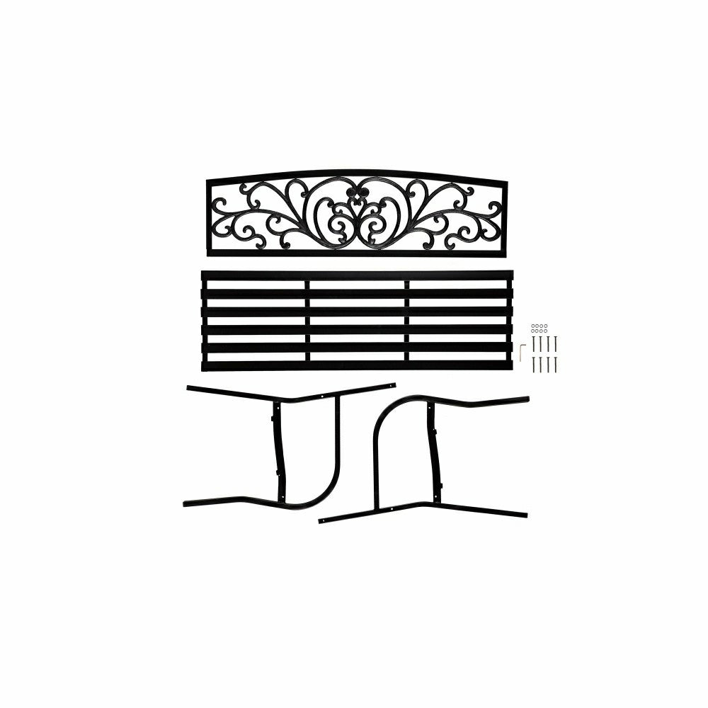 Plow & Hearth Blooming Garden Metal Bench, Black