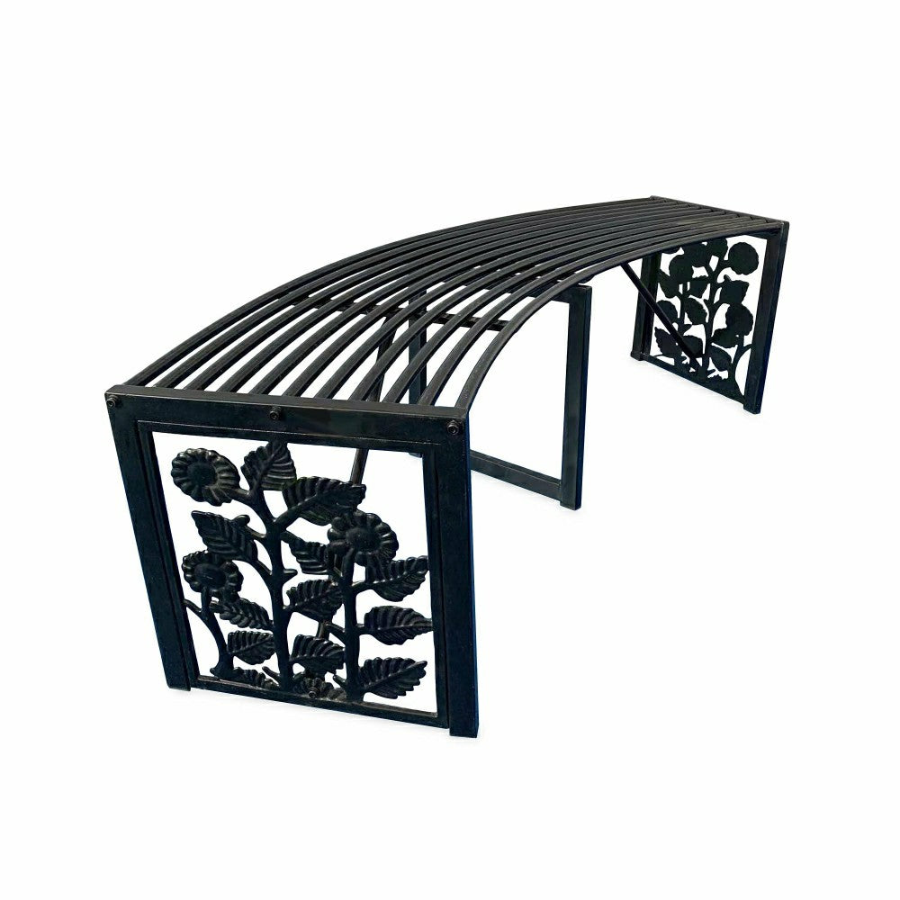 Plow & Hearth Sunflower Metal Backless Curved Garden Bench