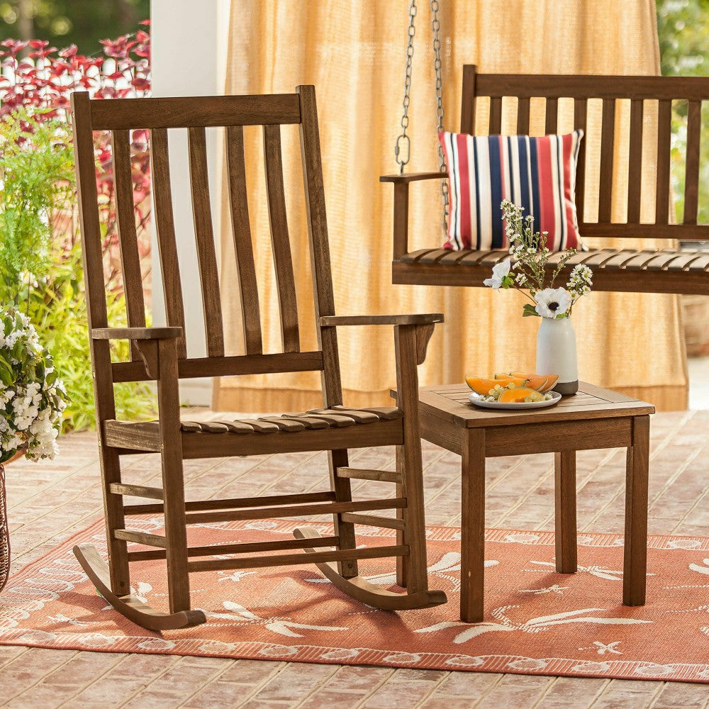 Plow & Hearth Slatted Wood Side Table