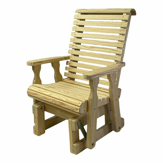 Plow & Hearth Amish Casual Heavy Duty 600 Lb High Back Roll Back Treated Glider Chai