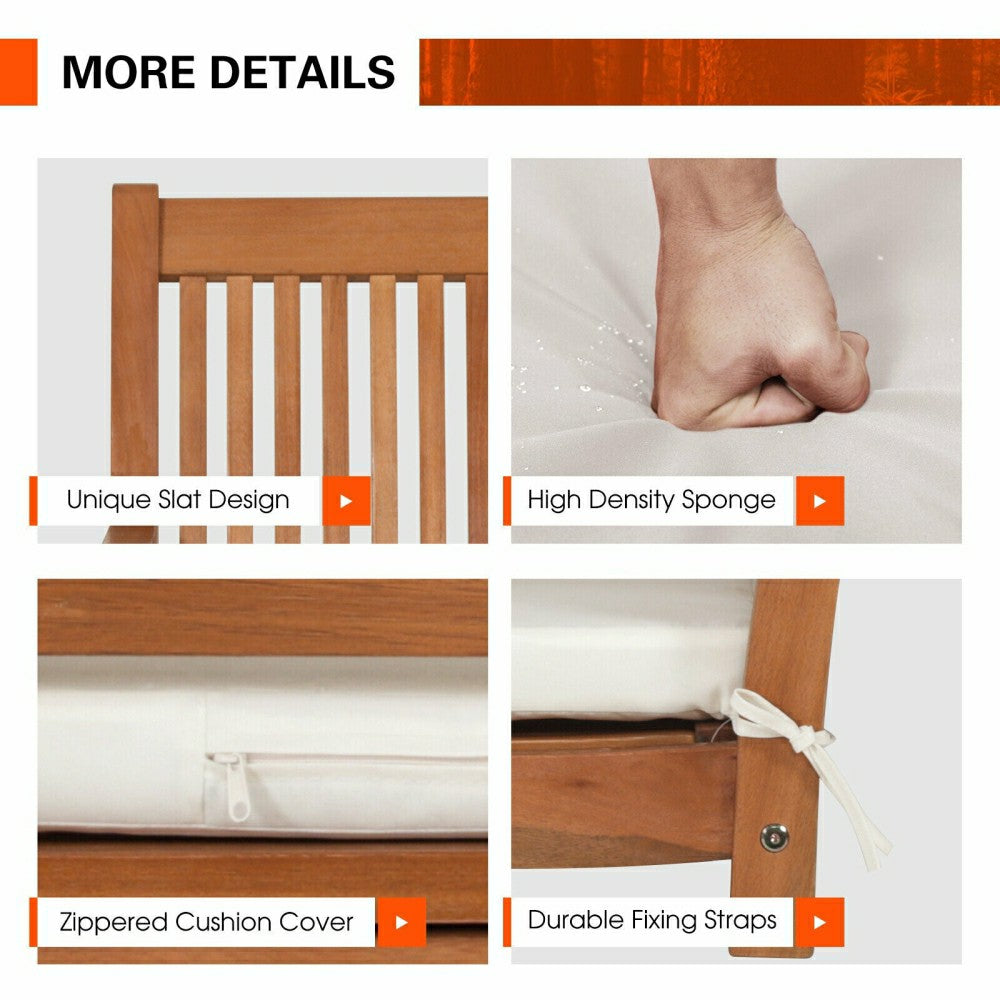 Plow & Hearth Wood Porch Swing Bench with Cushion