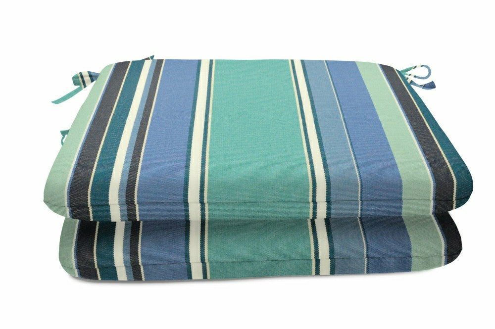 Plow & Hearth Polyester Classic Seat Pad 20"x18", Set of 2, Blue