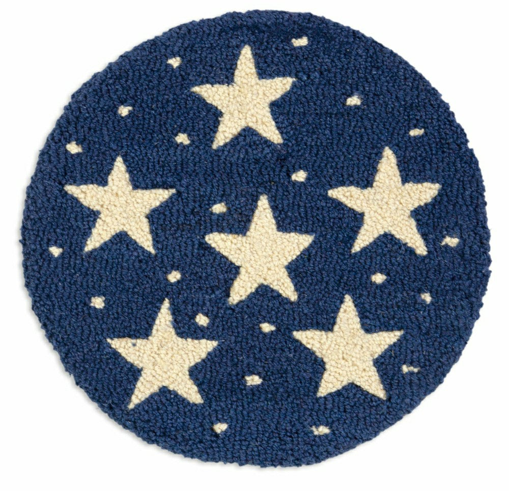 Plow & Hearth Midnight Stars Hooked Wool Chair Pads Set of 4