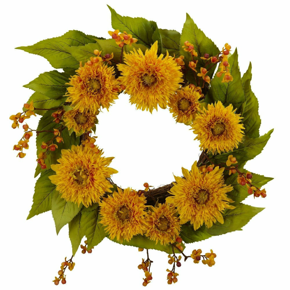 Plow & Hearth 22" Golden Sunflower Wreath
