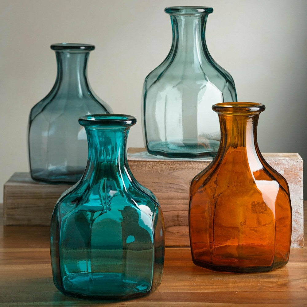 Plow & Hearth Zeta Geometric Recycled Glass Vase
