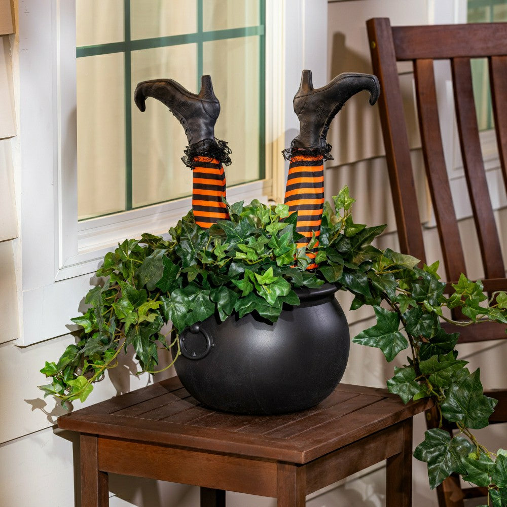 Plow & Hearth 12" Witch's Cauldron Planter and Halloween Candy Bowl