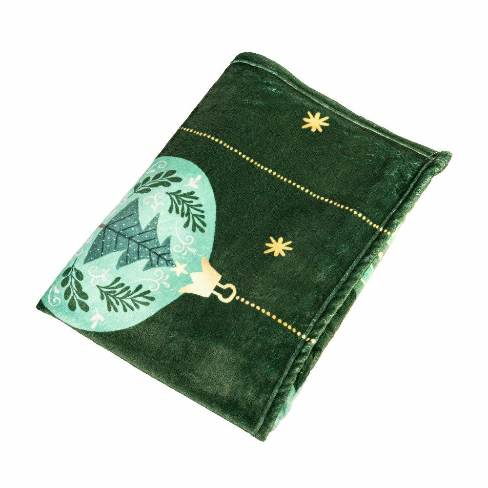 Plow & Hearth Shades of Green Plush Blanket, Christmas Tree, 60"L x 50"W