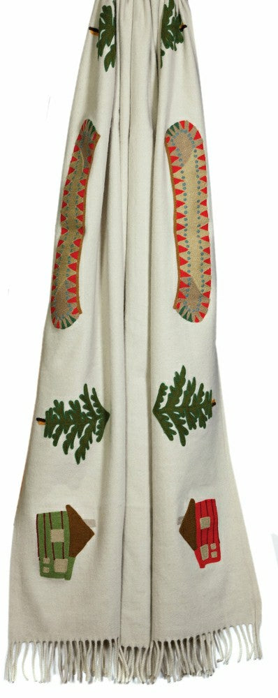 Plow & Hearth Cabin and Canoe Wool Blanket