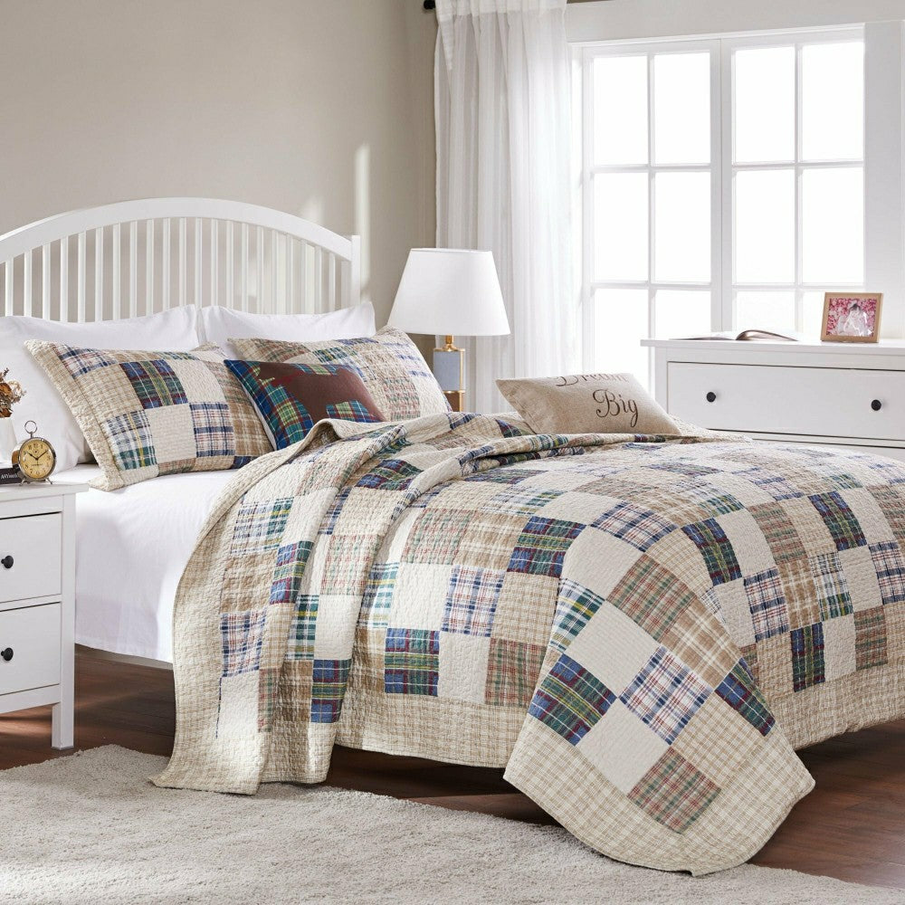 Plow & Hearth Sarah Cotton Quilted Reversible Bedding Set, Full/Queen