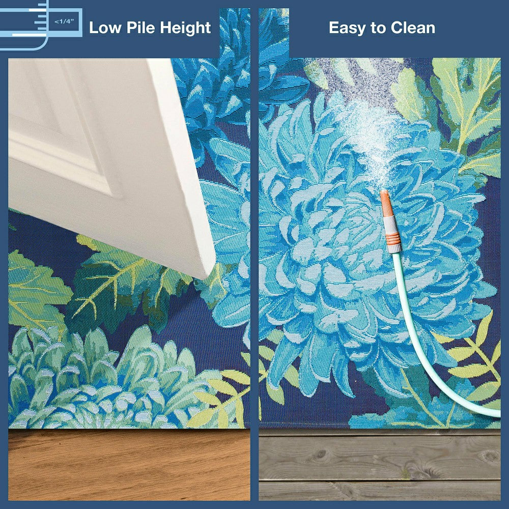 Plow & Hearth Indoor/Outdoor Chrysanthemum Polypropylene Rug, 23" x 7'6" Runner