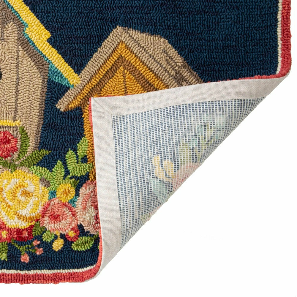 Plow & Hearth Indoor/Outdoor Birdhouse Hooked Polypropylene Accent Rug 24"x42"
