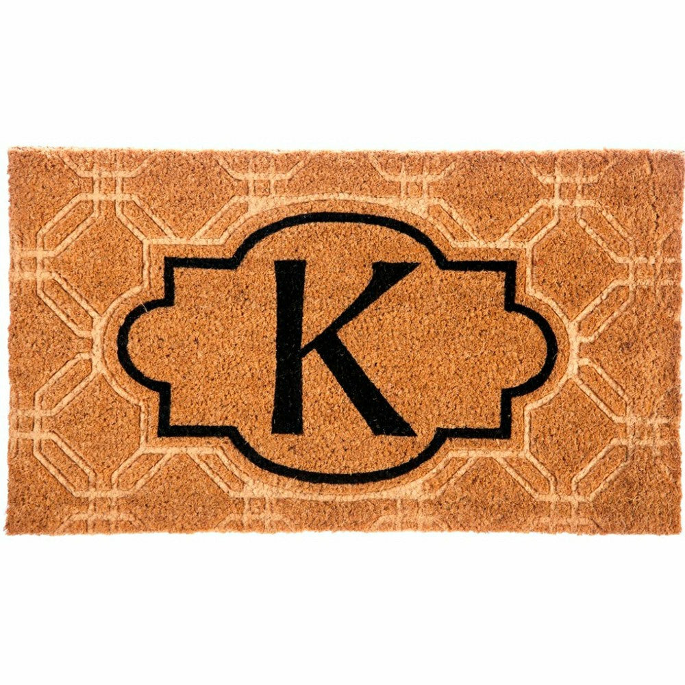 Plow & Hearth Monogram 'K' Embossed Decorative Coir Mat, 28" x 16"
