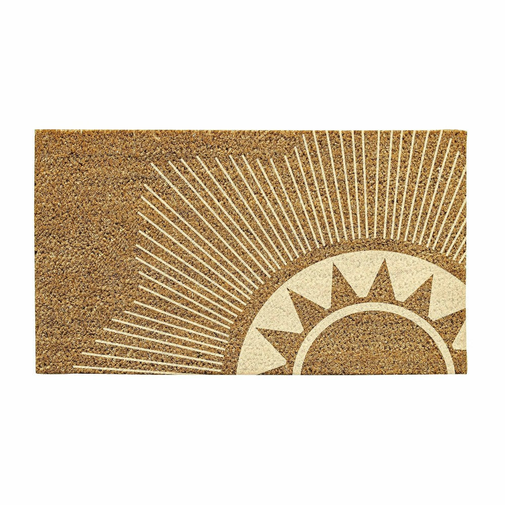 Plow & Hearth Geometric Sun Natural Coir Mat, 30"L x 18"H